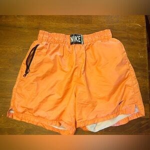 Orange Men’s Swim Trunks/ Shorts. Size small. Vintage/80s design logo.